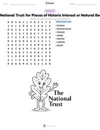 Prabaca lembar kerja cetak The National Trust for Places of Historic Interest or Natural Beauty