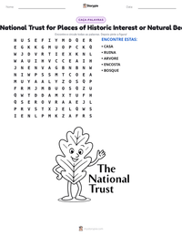 Prévia da folha de atividades imprimível The National Trust for Places of Historic Interest or Natural Beauty