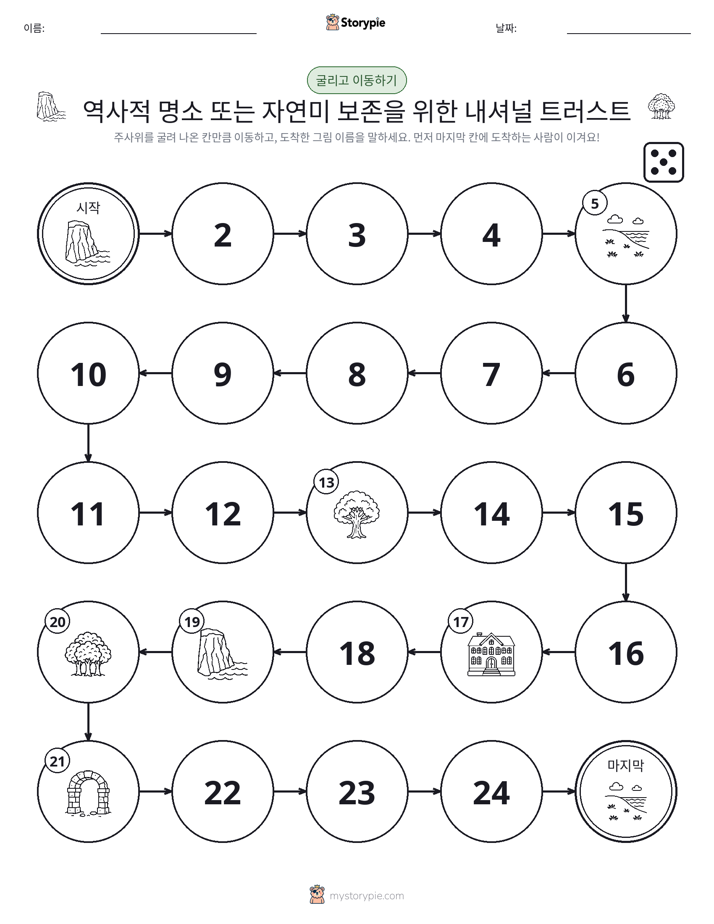 주사위 굴리고 이동하기 게임