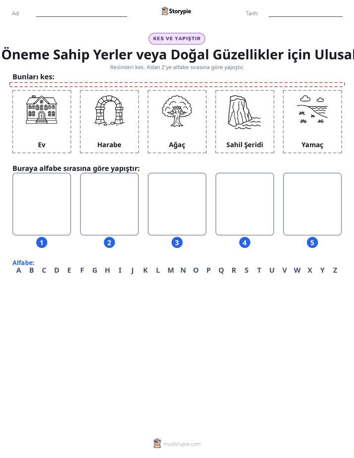 Kes & Yapıştır Alfabe
