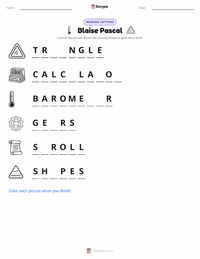 Blaise Pascal printable worksheet preview