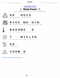Blaise Pascal afdrukbare werkblad voorbeeld