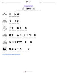 Sonar printable worksheet preview