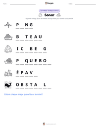 Aperçu de la feuille de travail imprimable Sonar