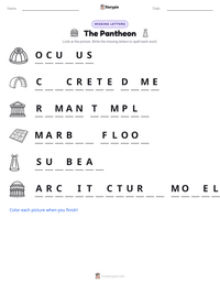 The Pantheon printable worksheet preview