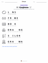 Eyeglasses printable worksheet preview