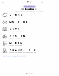Aperçu de la feuille de travail imprimable Lunettes