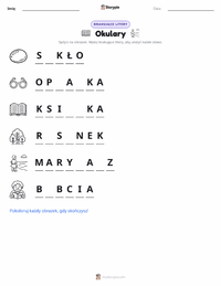 Podgląd drukowalnego arkusza ćwiczeń Okulary