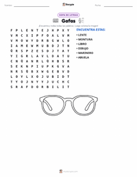 Vista previa de la hoja de trabajo imprimible de Gafas