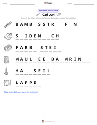Cai Lun druckbare Arbeitsblatt Vorschau