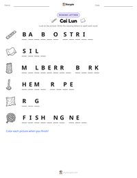 Cai Lun printable worksheet preview