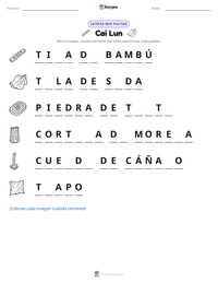 Vista previa de la hoja de trabajo imprimible de Cai Lun