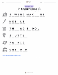 Sewing Machine printable worksheet preview