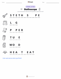 Stethoscope printable worksheet preview