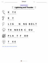 Lightning and Thunder printable worksheet preview