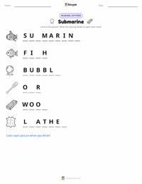Submarine printable worksheet preview
