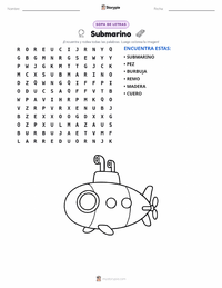 Vista previa de la hoja de trabajo imprimible de Submarino