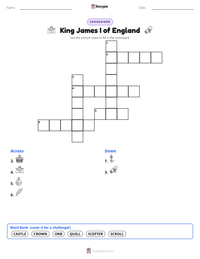 King James I of England printable worksheet preview