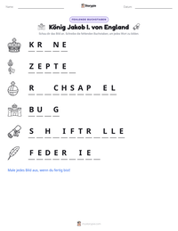 König Jakob I. von England druckbare Arbeitsblatt Vorschau