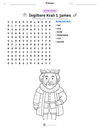 İngiltere Kralı I. James yazdırılabilir çalışma sayfası önizlemesi