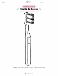 Página para colorear de Cepillo de dientes para niños