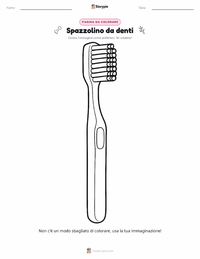Pagina da colorare di Spazzolino da denti per bambini