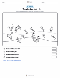 Tandenborstel afdrukbare werkblad voorbeeld