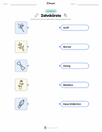 Zahnbürste druckbare Arbeitsblatt für Kinder