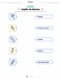 Hoja de trabajo imprimible de Cepillo de dientes para niños