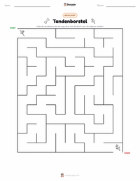Tandenborstel afdrukbare werkblad voorbeeld