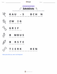 Zahnbürste druckbare Arbeitsblatt Vorschau