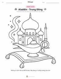 Trang tô màu Aladdin - Trung Đông cho trẻ em