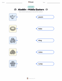 Aladdin - Middle Eastern printable worksheet for kids