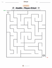 Aperçu de la feuille de travail imprimable Aladin - Moyen-Orient