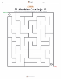 Alaaddin - Orta Doğu yazdırılabilir çalışma sayfası önizlemesi