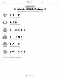 Aladdin - Middle Eastern printable worksheet preview