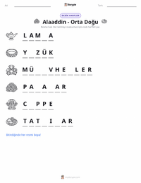 Alaaddin - Orta Doğu yazdırılabilir çalışma sayfası önizlemesi