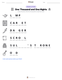 One Thousand and One Nights printable worksheet preview