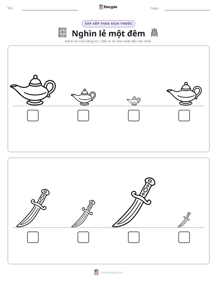 Thứ Tự Kích Thước