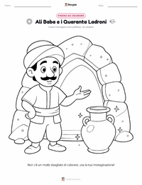 Pagina da colorare di Alì Babà e i quaranta ladroni - Medio Orientale per bambini