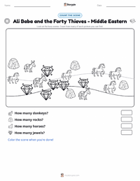 Ali Baba and the Forty Thieves - Middle Eastern printable worksheet preview