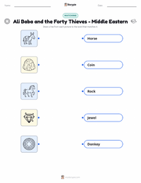 Ali Baba and the Forty Thieves - Middle Eastern printable worksheet for kids
