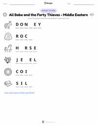 Ali Baba and the Forty Thieves - Middle Eastern printable worksheet preview