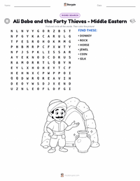 Ali Baba and the Forty Thieves - Middle Eastern printable worksheet preview