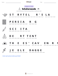 Scheherazade printable worksheet preview
