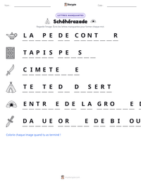 Aperçu de la feuille de travail imprimable Schéhérazade