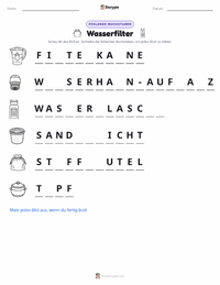 Wasserfilter druckbare Arbeitsblatt Vorschau