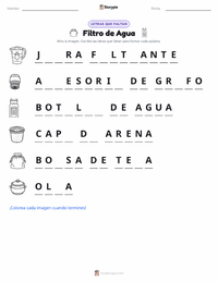 Vista previa de la hoja de trabajo imprimible de Filtro de Agua