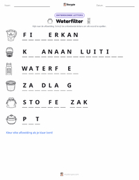 Waterfilter afdrukbare werkblad voorbeeld