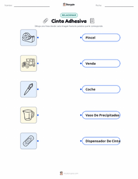 Hoja de trabajo imprimible de Cinta Adhesiva para niños
